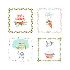 Square winter holidays greeting cards