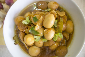 Quail Eggs with Soy Sauce, Fried Tempeh, Indonesian Food | Asian Food