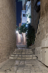 Lane signs of the zodiac at night in on old city Yafo in Tel Aviv-Yafo in Israel