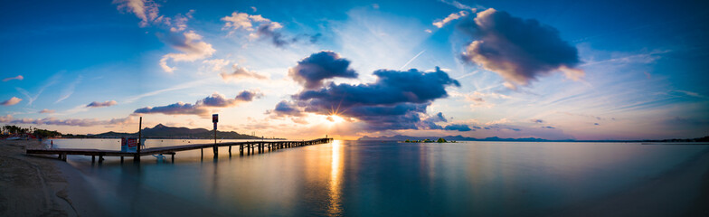 Sunset on sea panorama