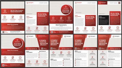 a bundle of 10 templates of corporate a4 flyer template, modern template, in red gradient color, and modern design, perfect for creative professional business