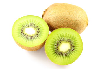 fresh green kiwi fruits isolated on a white background