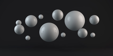 Black 3d balls background, 3d illustration