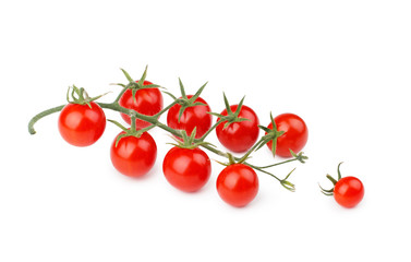 Bunch of cherry tomatoes isolated on white background.