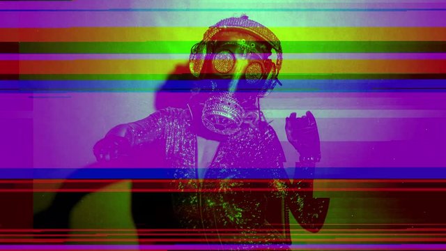 strange gas mask disco gogo dancer