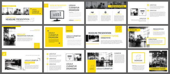 Naklejka na ściany i meble Yellow and white element for slide infographic on background. Presentation template. Use for business annual report, flyer, corporate marketing, leaflet, advertising, brochure, modern style.