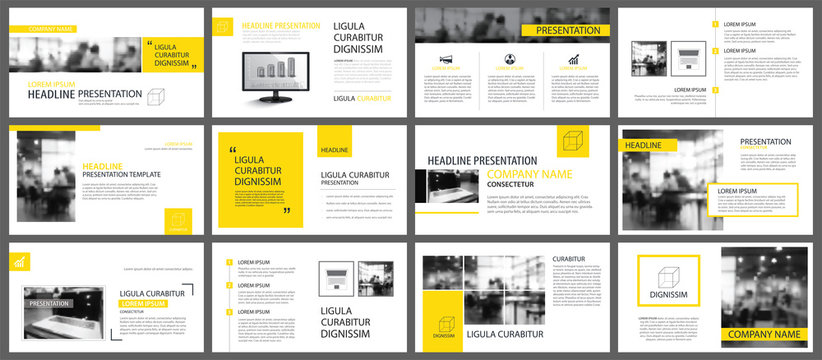 Yellow and white element for slide infographic on background. Presentation template. Use for business annual report, flyer, corporate marketing, leaflet, advertising, brochure, modern style.