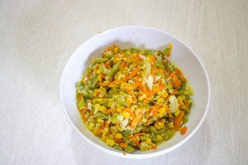 Salad Vegetables with Corn, Carrot, Long Beans, Indonesian Food | Assian Food