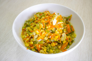 Salad Vegetables with Corn, Carrot, Long Beans, Indonesian Food | Assian Food