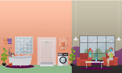 Home spa treatments concept vector flat illustration