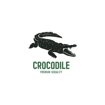 crocodile logo template. Symbol of alligator, Crocodile with text. Wild  animal typography badge design. Vintage hand drawn insignia. Stock vector  illustration isolated on white background Stock Vector