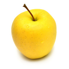 Apple beautiful yellow varieties Golden Delicious isolated on white background
