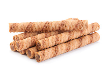 Waffle rolls stick closeup