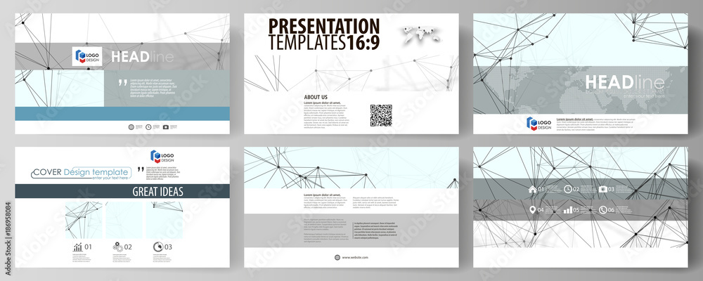 Poster business templates in hd format for presentation slides. abstract vector layouts in flat design. che