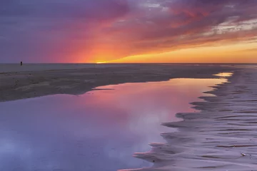 Foto auf Acrylglas Sunset on the beach, island of Texel, The Netherlands © sara_winter