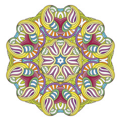 Flower vector mandala. Oriental circle pattern, coloring illustration