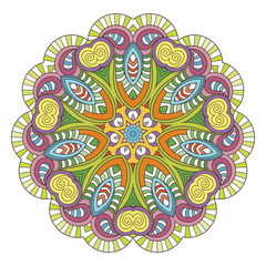 Flower vector mandala. Oriental circle pattern, coloring illustration