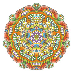 Flower vector mandala. Oriental circle pattern, coloring illustration