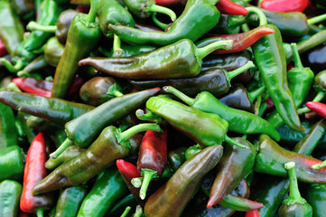 closeup of red and green fresh pepper