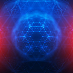 Abstract geometric figure with multiple connections.