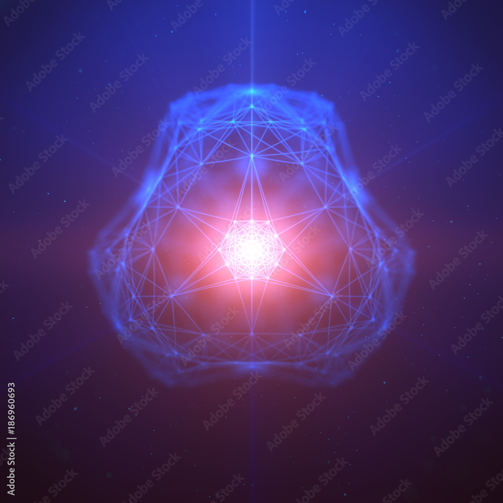 Poster abstract geometric figure with multiple connections.