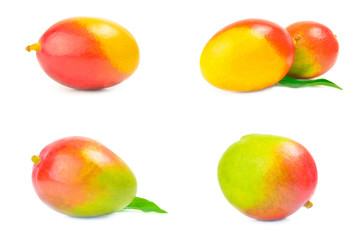 Set of red mango over a white background