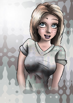 portret van verlegen jonge vrouw