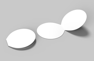 Circle bi fold brochure blank white template for mock up and presentation design. 3d illustration.