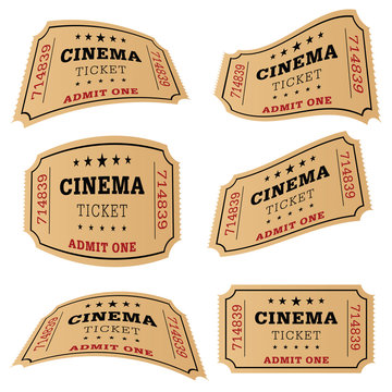 cinema ticket movie set illustration