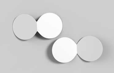 Circle bi fold brochure blank white template for mock up and presentation design. 3d illustration.