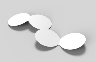 Circle bi fold brochure blank white template for mock up and presentation design. 3d illustration.