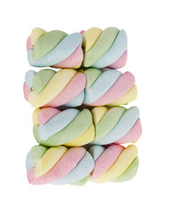 colorful marshmallows candy isolated on white background