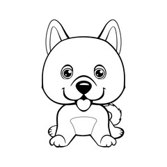 Cartoon Illustration of Eskimo Dog or Spitz.