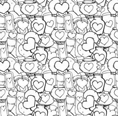 Pattern for coloring book. Ethnic, floral, retro, doodle, vector, tribal design element. Black and white background.