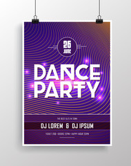 Vector dance party flyer design with eye-catching background.