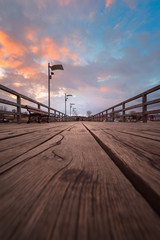 A walk on the pier at sunset in the winter