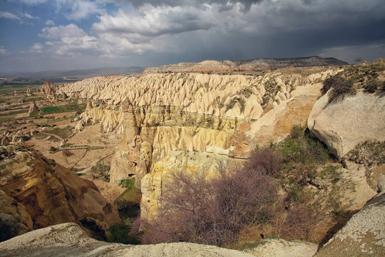 Turkey, Cappadocia, view to Red Valley and Rose Valley