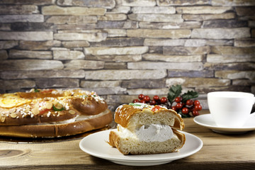 epiphany cake on old stone  background