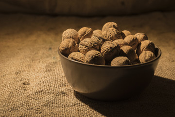 Cup of nuts under direct light