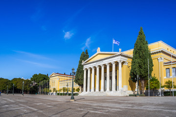 Fototapeta na wymiar Zappeion hall in the national gardens in Athens, Greece. Zappeion megaro is a neoclassical building conference and exhibition center.