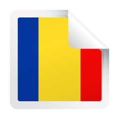 Fototapeta premium Romania Flag Vector Square Corner Paper Icon