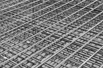 Close-up of reinforced concrete frame, in the construction site