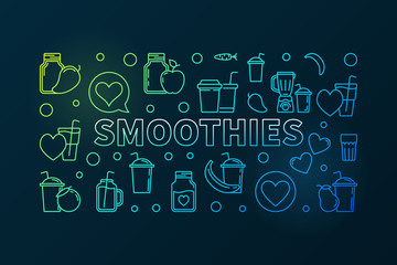 Smoothies vector colored banner. Vector line illustration