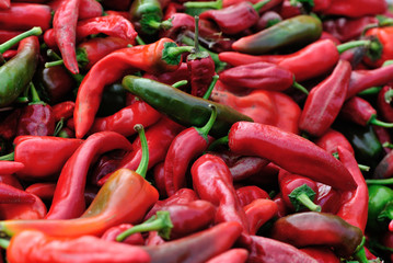 closeup of red and green fresh pepper