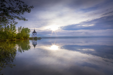 spring morning on Liptovska Mara dam, Slovakia