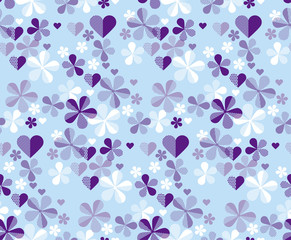 Abstract geometric floral seamless pattern for surface design. Spring blossom flowers in pastel tender color. Vector illustration.