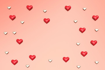 Valentine Hearts pattern background. 3d render.
