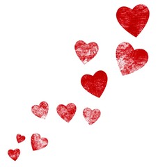 Rote isolierte grunge Herzen