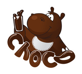 Chocolate Hippo. illustration vector