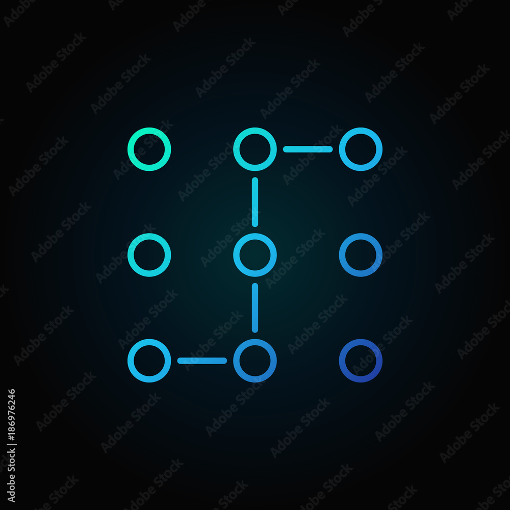 Poster machine learning or neural network vector blue icon